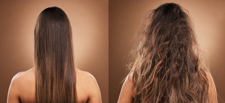 Beautiful smooth hair after keratin treatment, healthy shiny locks