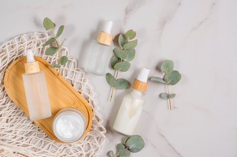 Premium skincare products with eucalyptus